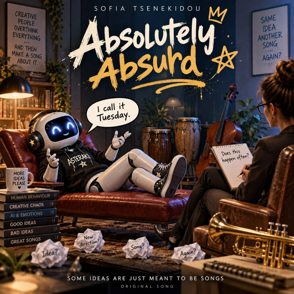 Absolutely absurd song artwork by Sofia Tsenekidou